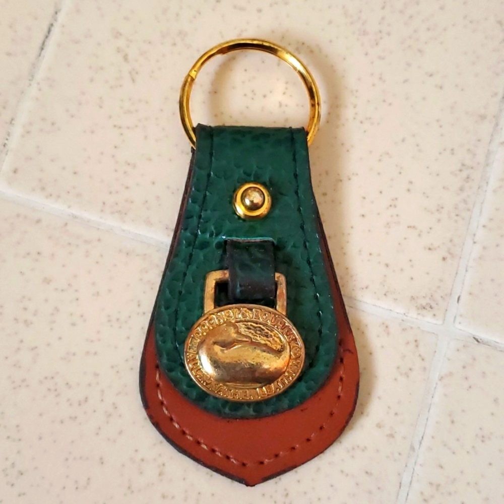 Dooney and Bourke Leather Keychain Vintage With Duck Charm